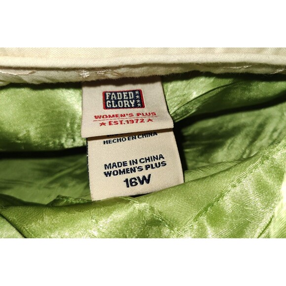 Faded Glory Shiny Green Button Down Long Sleeve Shirt - size 16W - Picture 4 of 4